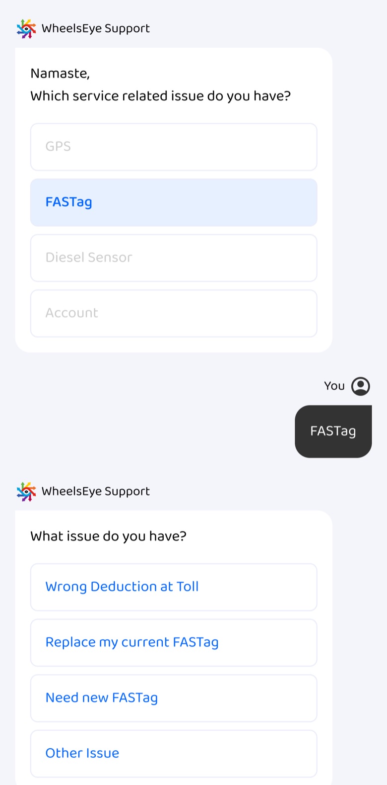 What issue do you have? Wrong deduction at toll, replace FASTag, need new FASTag, other issue