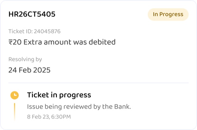 Ticket card in progress
