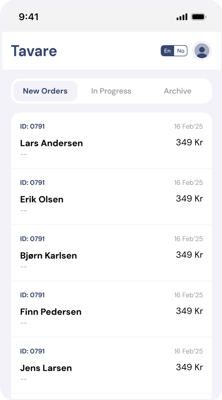 Partner portal: new orders list