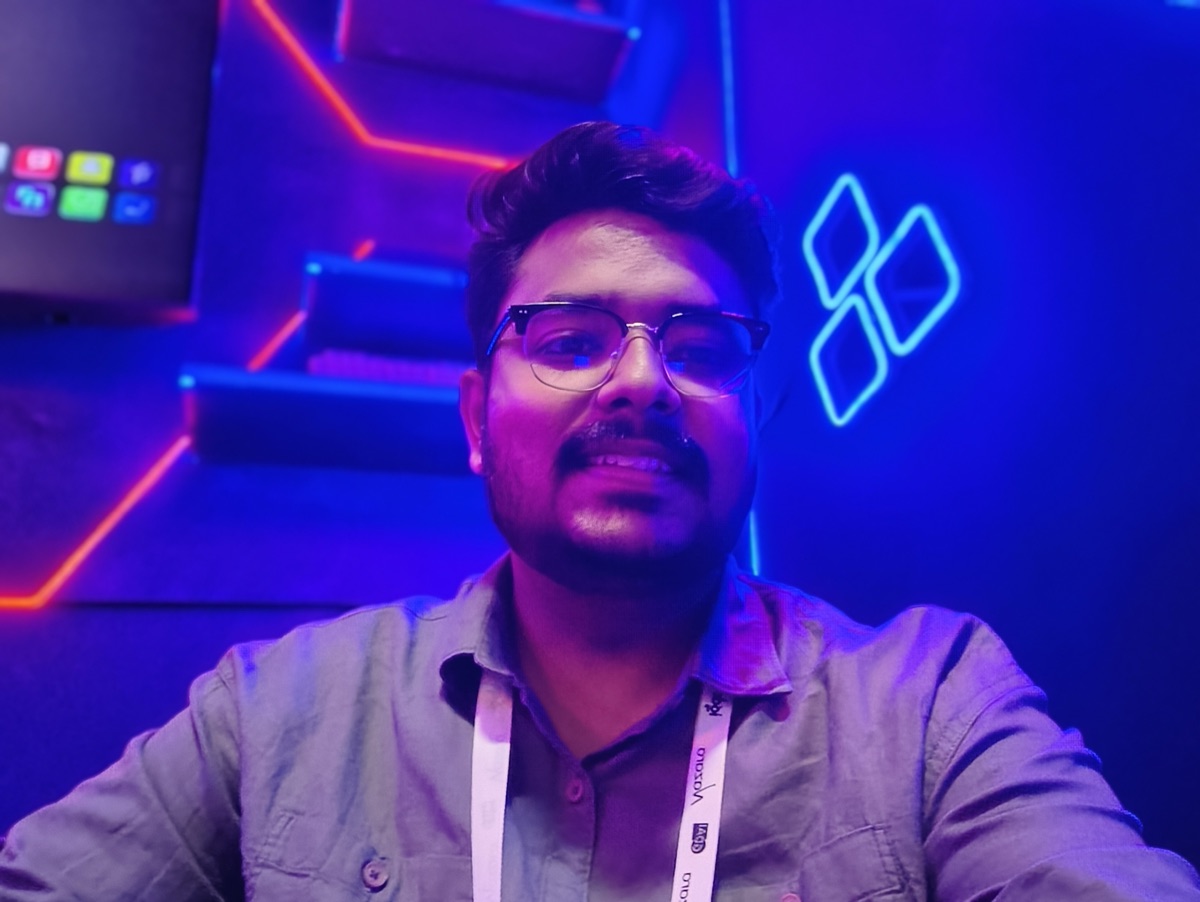 Selfie under neon lights