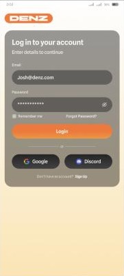 Log in with email, Google or Discord
