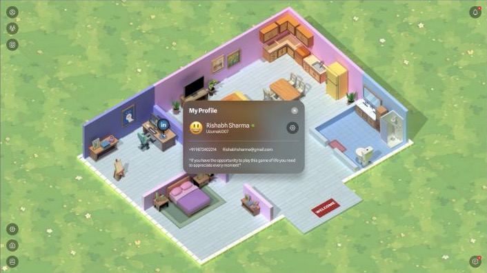 Your own profile card over the room