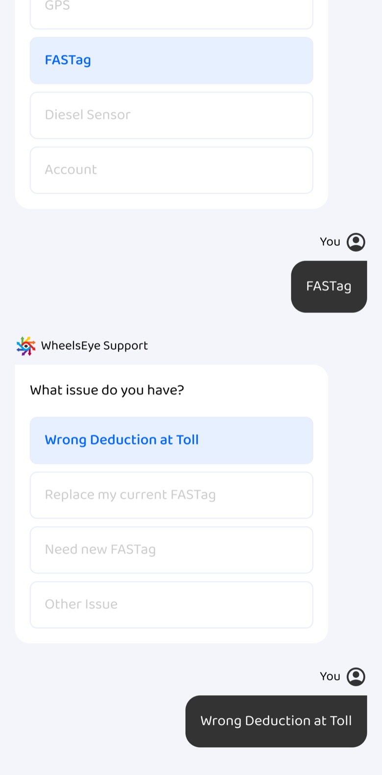 Wrong deduction at toll chosen