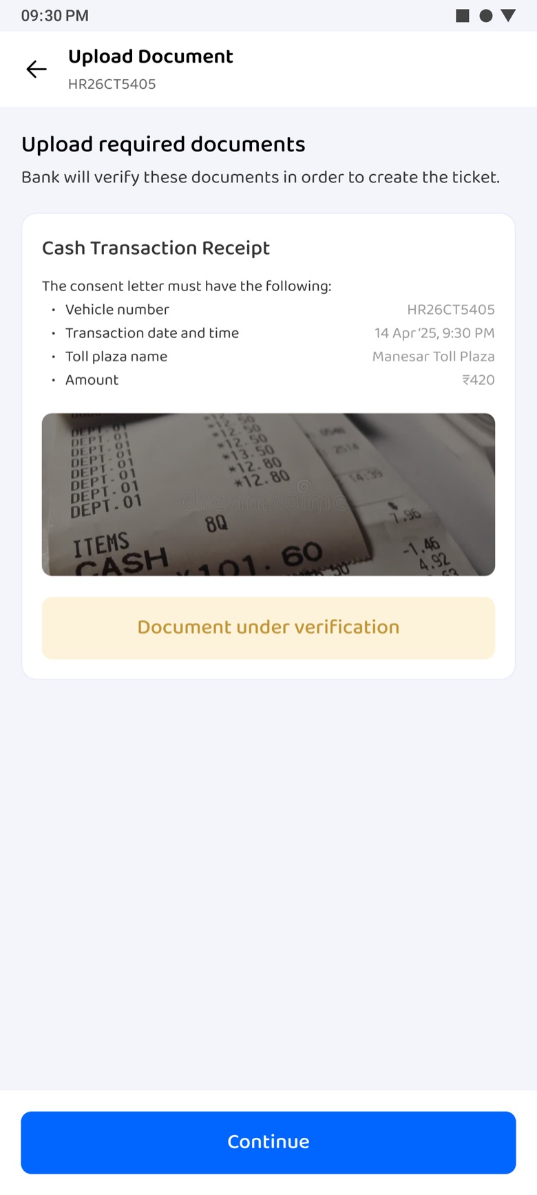 Document under verification