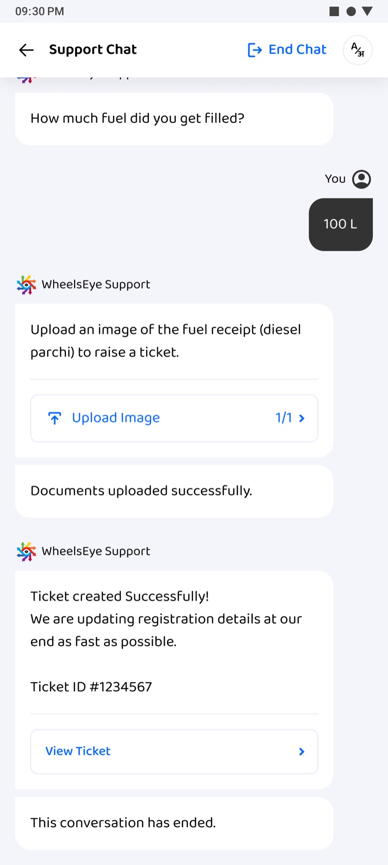 Documents uploaded; ticket created, the team is updating calibration details