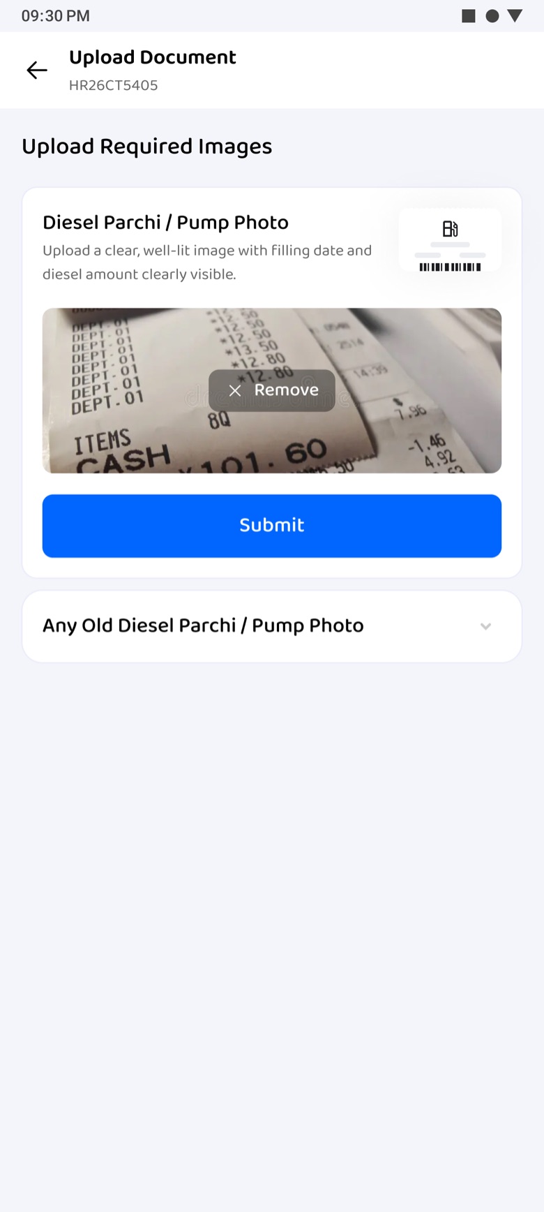 The parchi photo attached with Submit