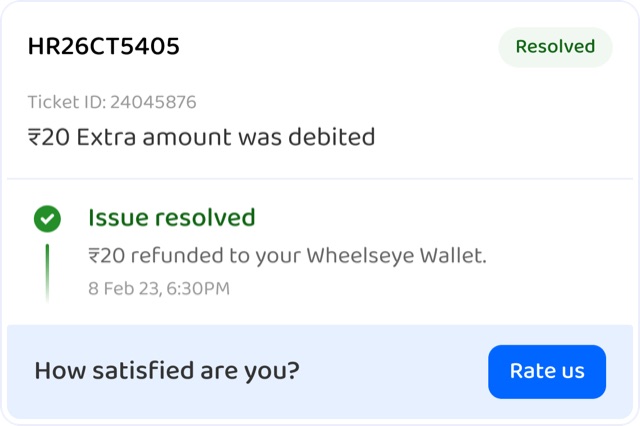 Ticket card resolved, asking how satisfied the operator is