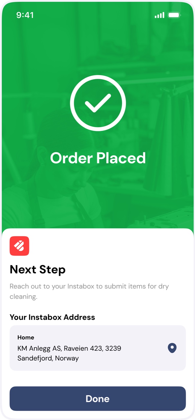 Order Placed with a Next Step card