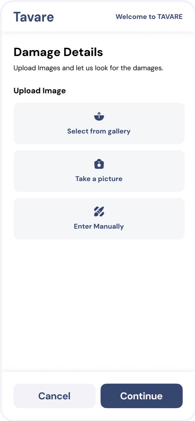 Upload image: gallery, camera or enter manually