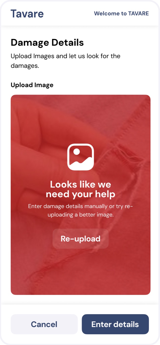 Looks like we need your help: enter details or re-upload