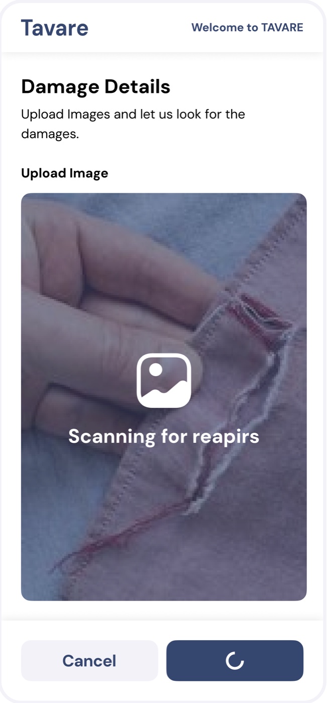 Scanning for repairs over the uploaded photo